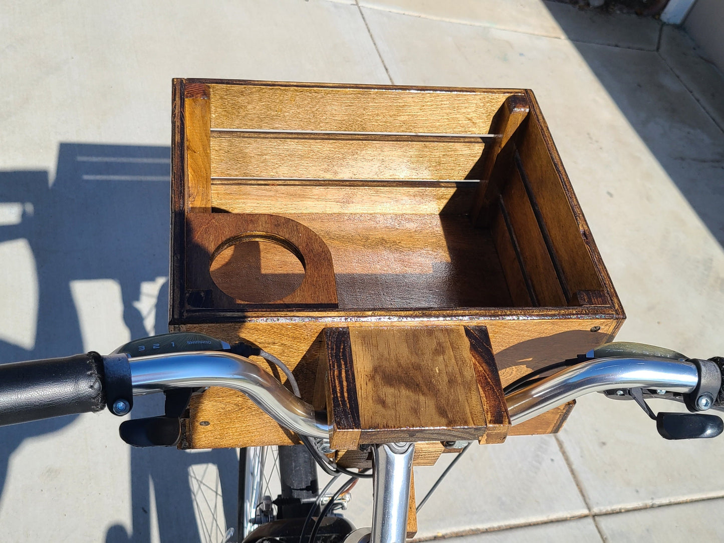 Bicycle Basket Wooden front Vintage Brown