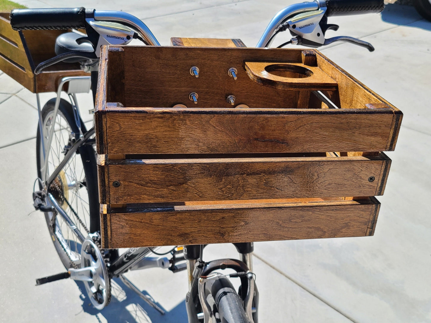 Bicycle Basket Wooden front Vintage Brown